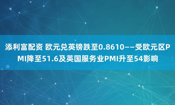 添利富配资 欧元兑英镑跌至0.8610——受欧元区PMI降至51.6及英国服务业PMI升至54影响